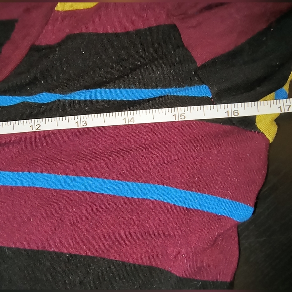 💎 3/$15 XXI Striped Bodycon Retro Dress w/Puff Sleeve & Flower Appliqué in Sz M - Picture 15 of 16